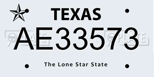 AE33573 Texas License Plate