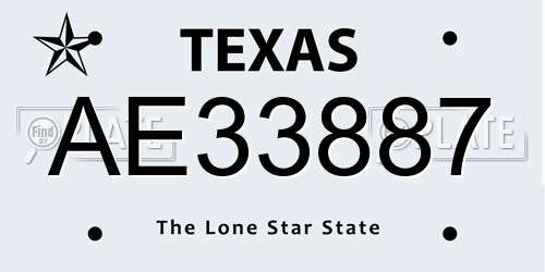 AE33887 Texas License Plate