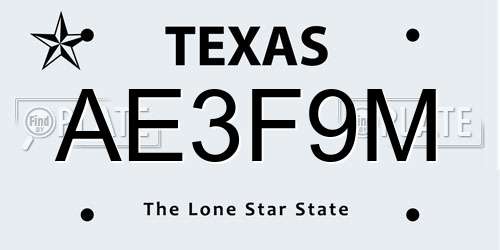 AE3F9M Texas License Plate