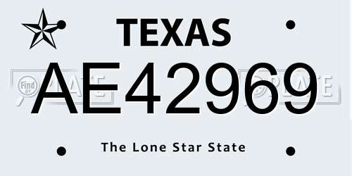AE42969 Texas License Plate