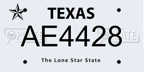 AE4428 Texas License Plate