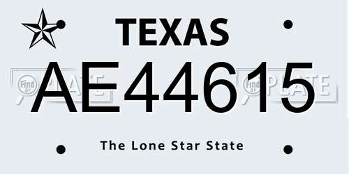 AE44615 Texas License Plate