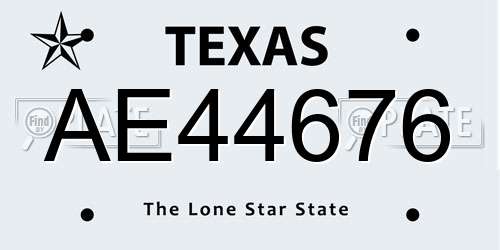 AE44676 Texas License Plate