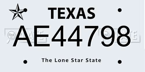 AE44798 Texas License Plate
