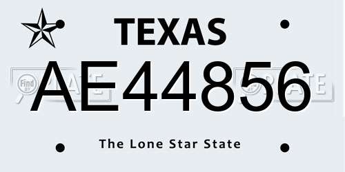 AE44856 Texas License Plate