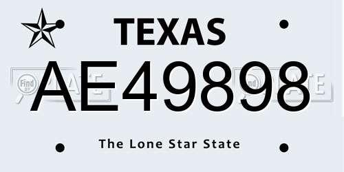 AE49898 Texas License Plate