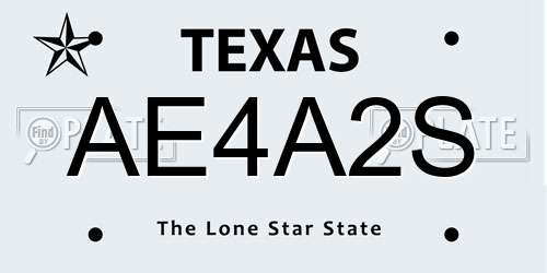 AE4A2S Texas License Plate