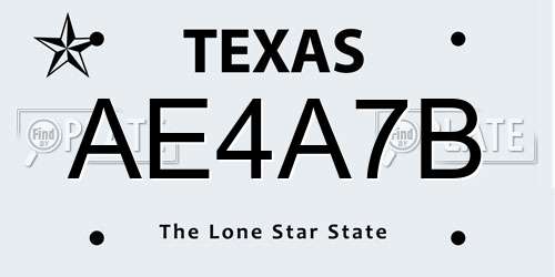 AE4A7B Texas License Plate