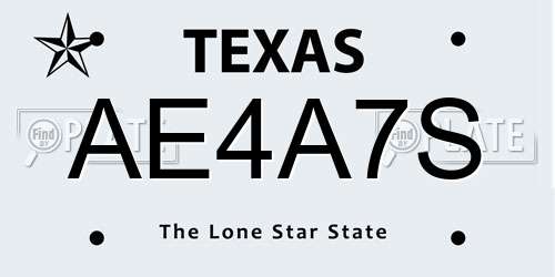 AE4A7S Texas License Plate