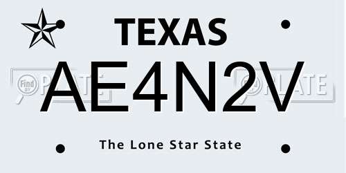 AE4N2V Texas License Plate