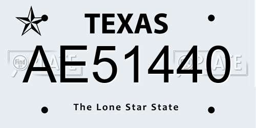 AE51440 Texas License Plate
