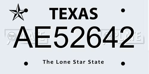 AE52642 Texas License Plate