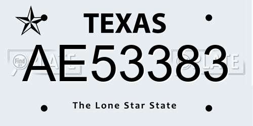 AE53383 Texas License Plate