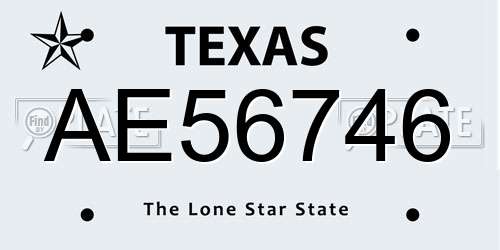 AE56746 Texas License Plate