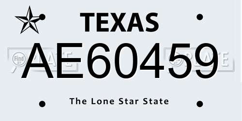 AE60459 Texas License Plate