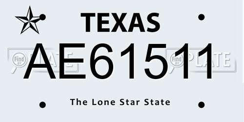 AE61511 Texas License Plate