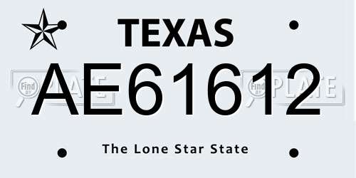 AE61612 Texas License Plate