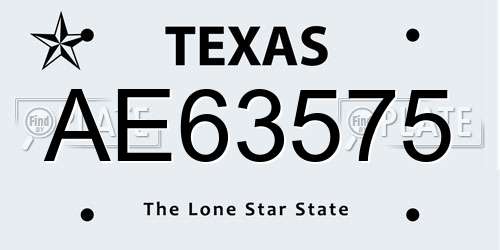 AE63575 Texas License Plate