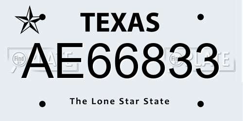AE66833 Texas License Plate