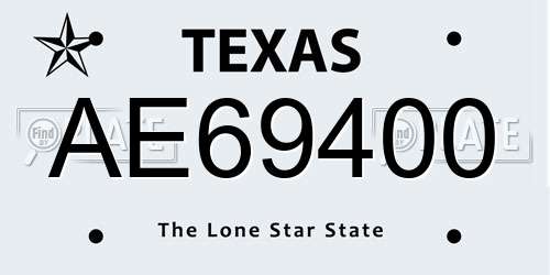 AE69400 Texas License Plate