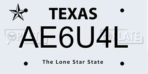 AE6U4L Texas License Plate