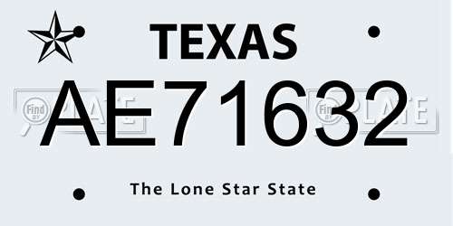 AE71632 Texas License Plate