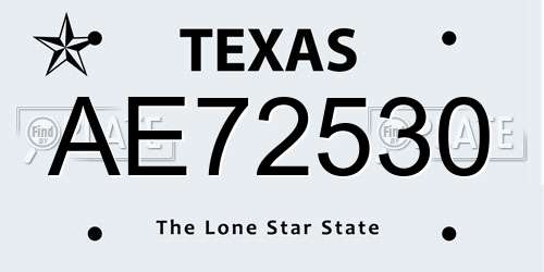 AE72530 Texas License Plate