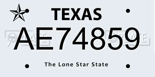 AE74859 Texas License Plate