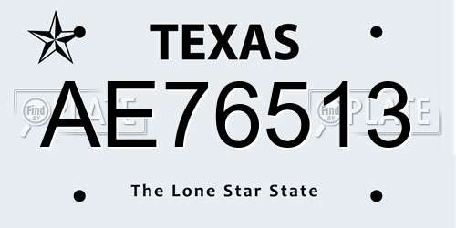 AE76513 Texas License Plate