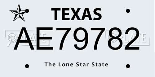 AE79782 Texas License Plate