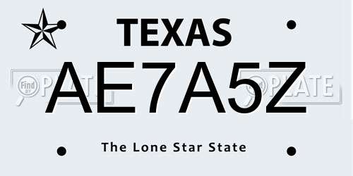 AE7A5Z Texas License Plate
