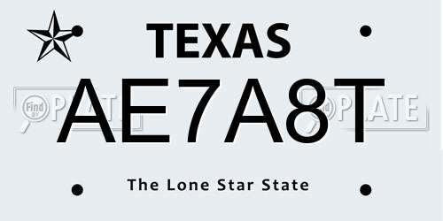 AE7A8T Texas License Plate