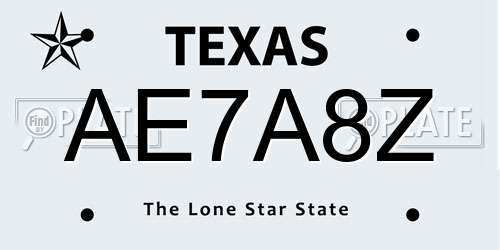 AE7A8Z Texas License Plate