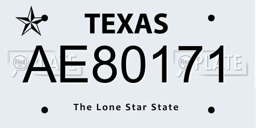AE80171 Texas License Plate