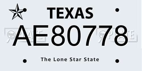 AE80778 Texas License Plate