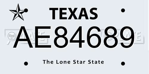 AE84689 Texas License Plate
