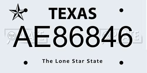 AE86846 Texas License Plate