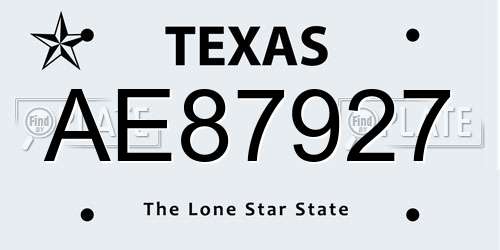 AE87927 Texas License Plate