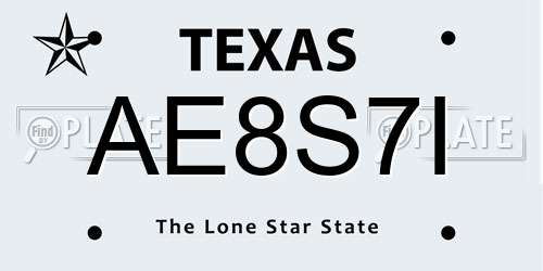 AE8S7I Texas License Plate