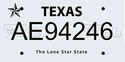 AE94246 Texas License Plate