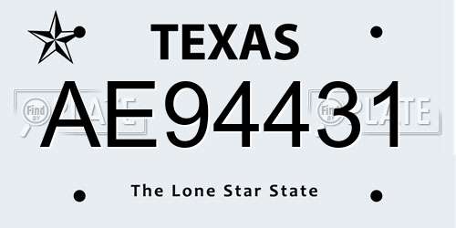 AE94431 Texas License Plate