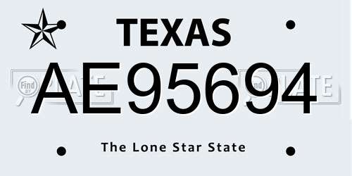 AE95694 Texas License Plate