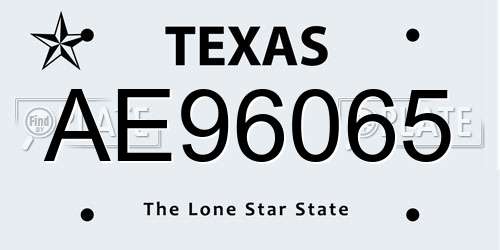 AE96065 Texas License Plate