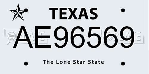 AE96569 Texas License Plate