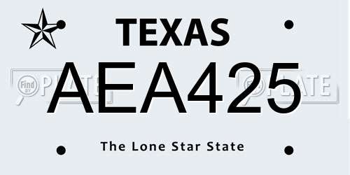 AEA425 Texas License Plate