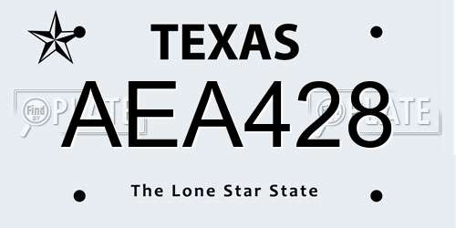 AEA428 Texas License Plate