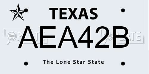 AEA42B Texas License Plate