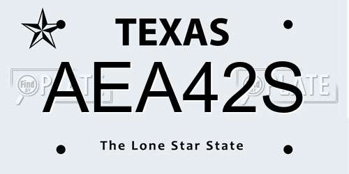 AEA42S Texas License Plate