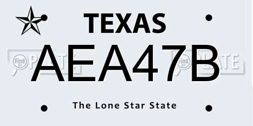 AEA47B Texas License Plate