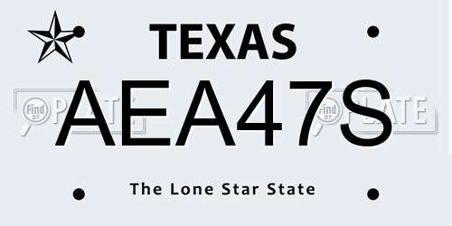 AEA47S Texas License Plate